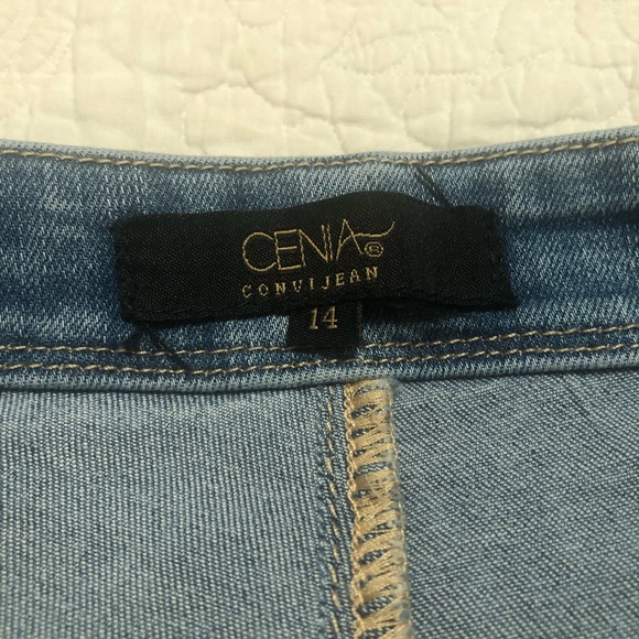 CENIA high rise fringed stretch convijean blue jeans boutique size 14 - Picture 8 of 10
